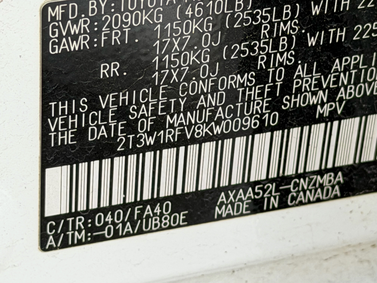 Toyota RAV4 XLE FWD (Natl) 2019