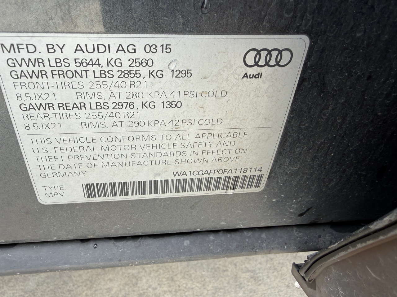 Audi SQ5 quattro 4dr 3.0T Premium Plus 2015