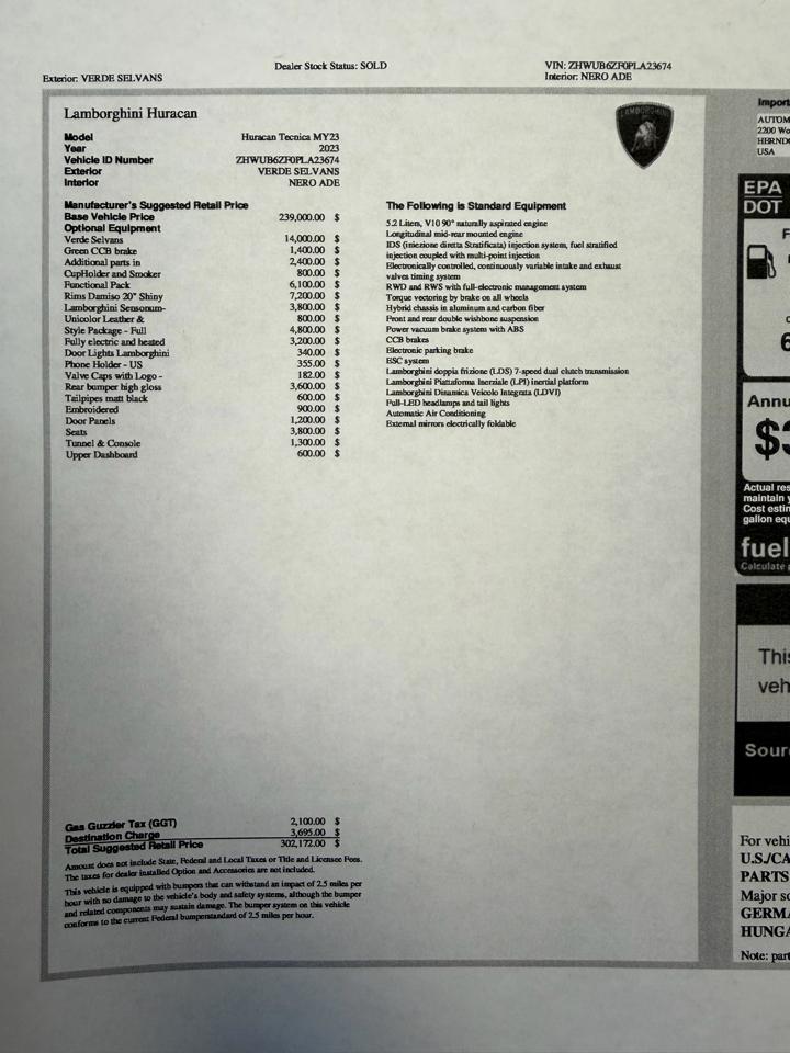 Lamborghini Huracan Tecnica Coupe 2023