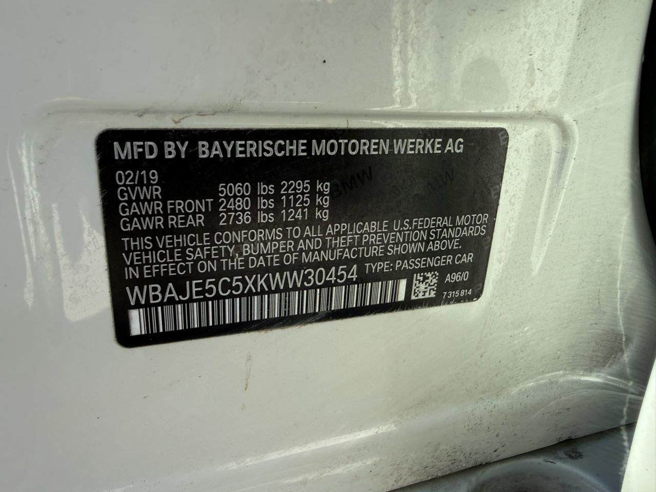 BMW 5 Series 540i Sedan 2019