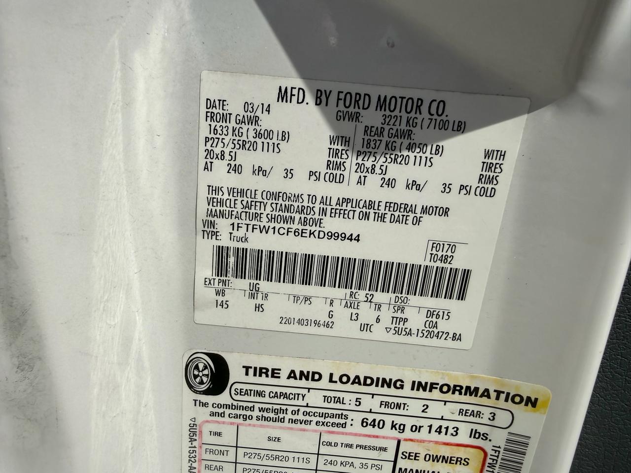 Ford F-150 2WD SuperCrew 145" Lariat 2014