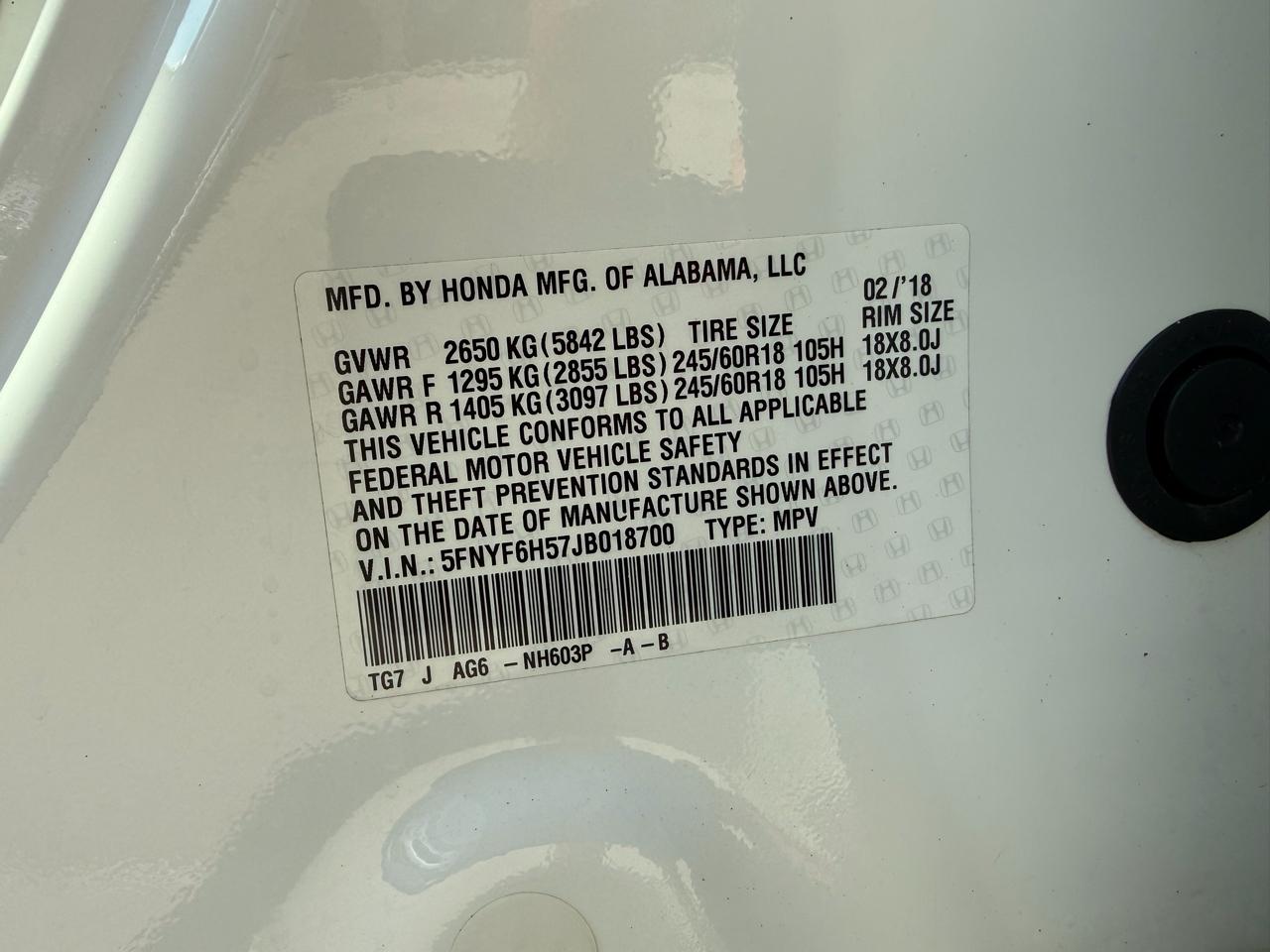 Honda Pilot EX-L AWD 2018