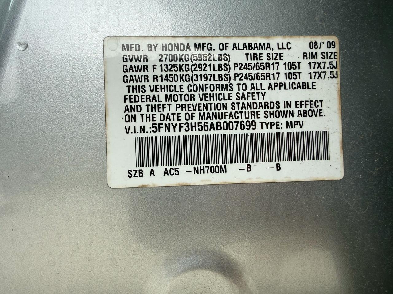 Honda Pilot 2WD 4dr EX-L 2010