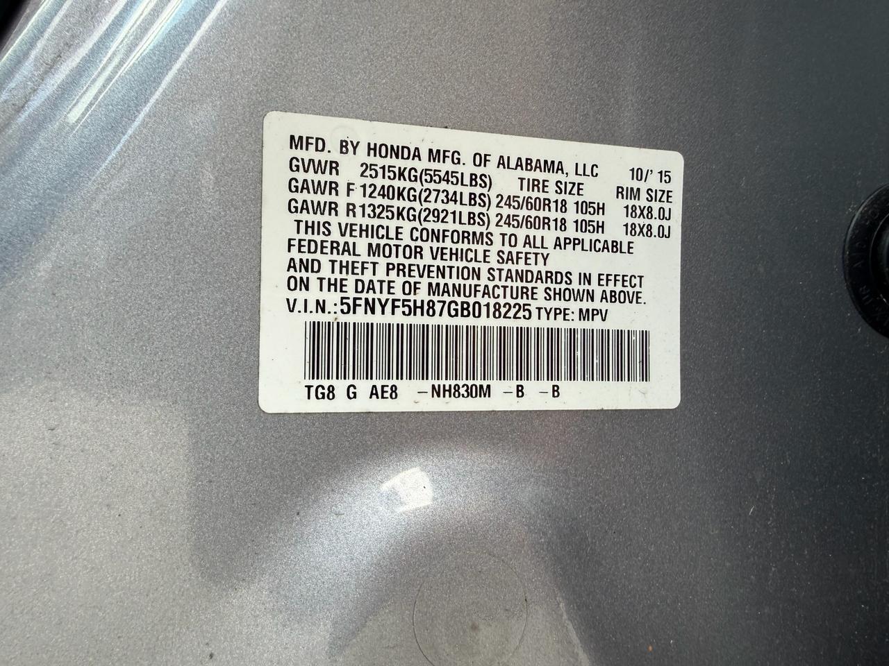 Honda Pilot 2WD 4dr EX-L w/RES 2016
