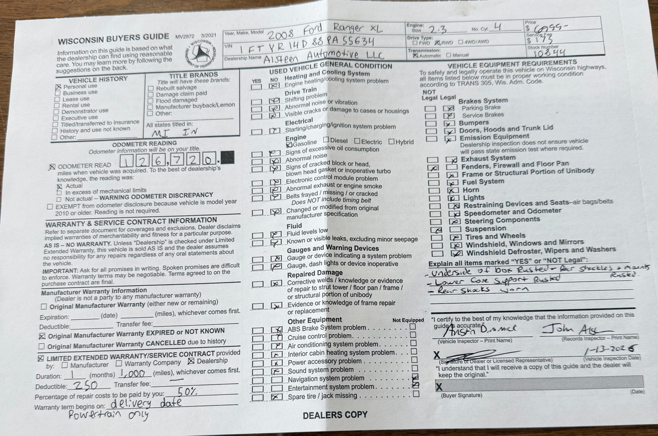 Ford Ranger 2WD 2dr SuperCab 126" XL 2008