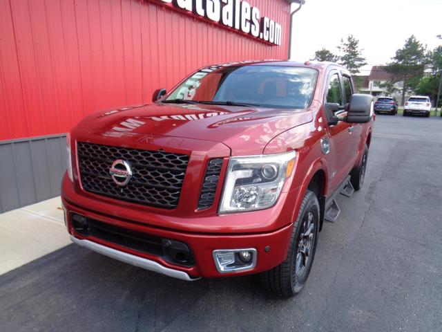 Red 2017 Nissan Titan Pickup Truck Four-Wheel Drive Automatic