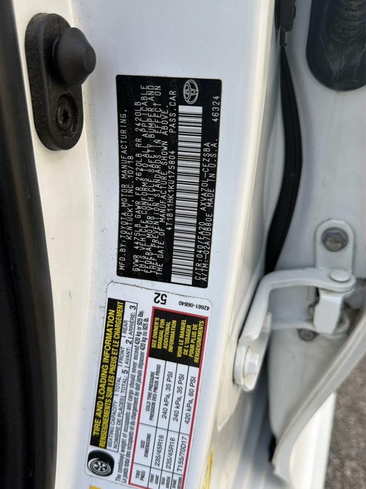 Toyota Camry XLE Auto (Natl) 2019