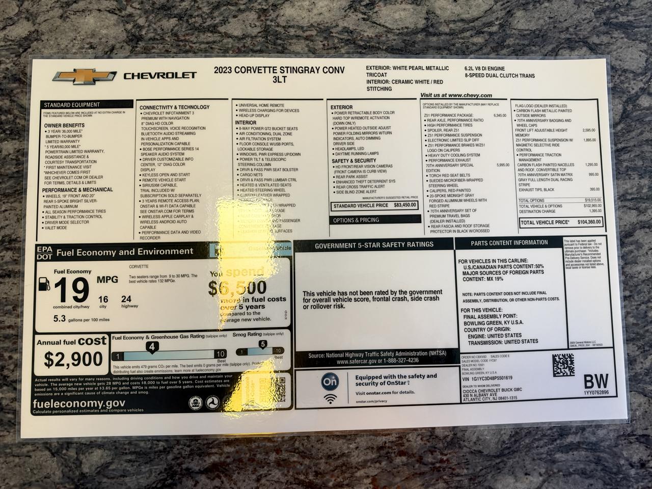 Chevrolet Corvette 2dr Stingray Conv w/3LT 2023