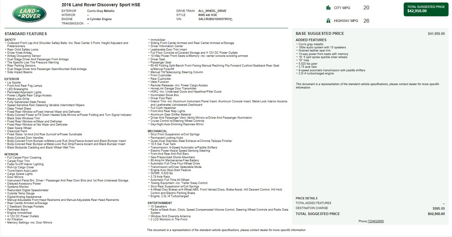 Land Rover Discovery Sport  2016