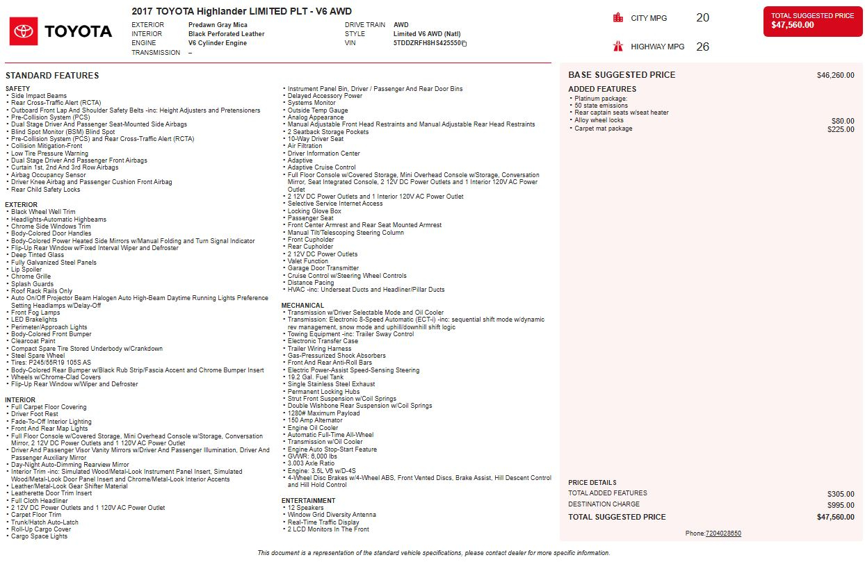 Toyota Highlander  2017