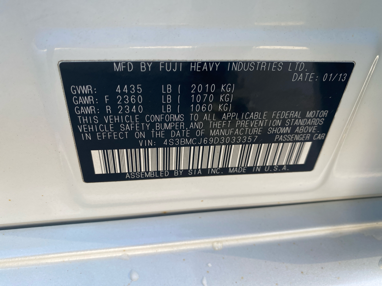 Subaru Legacy 2.5i Limited 2013