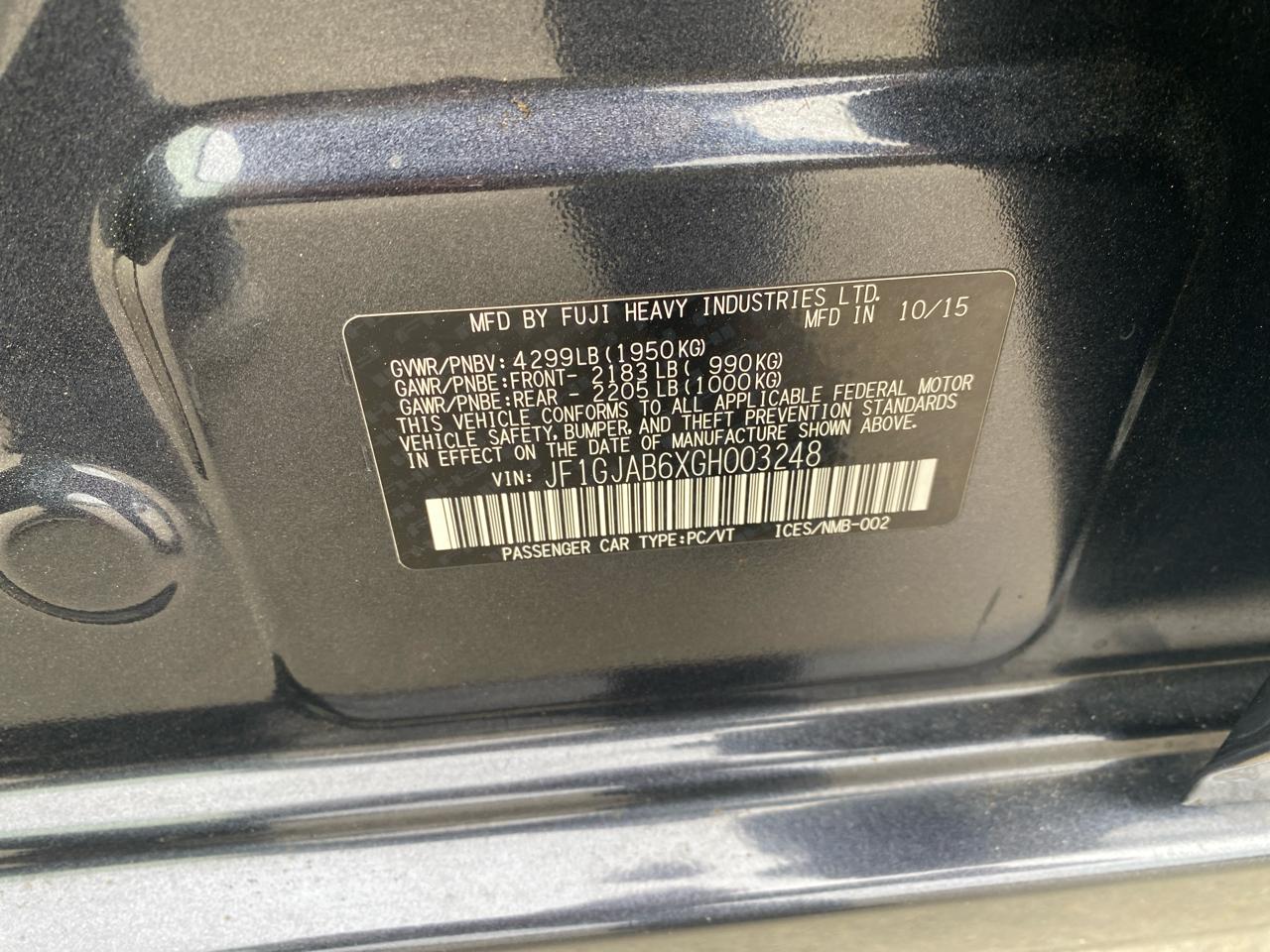 Subaru Impreza 2.0i Premium PZEV 4-Door 2016