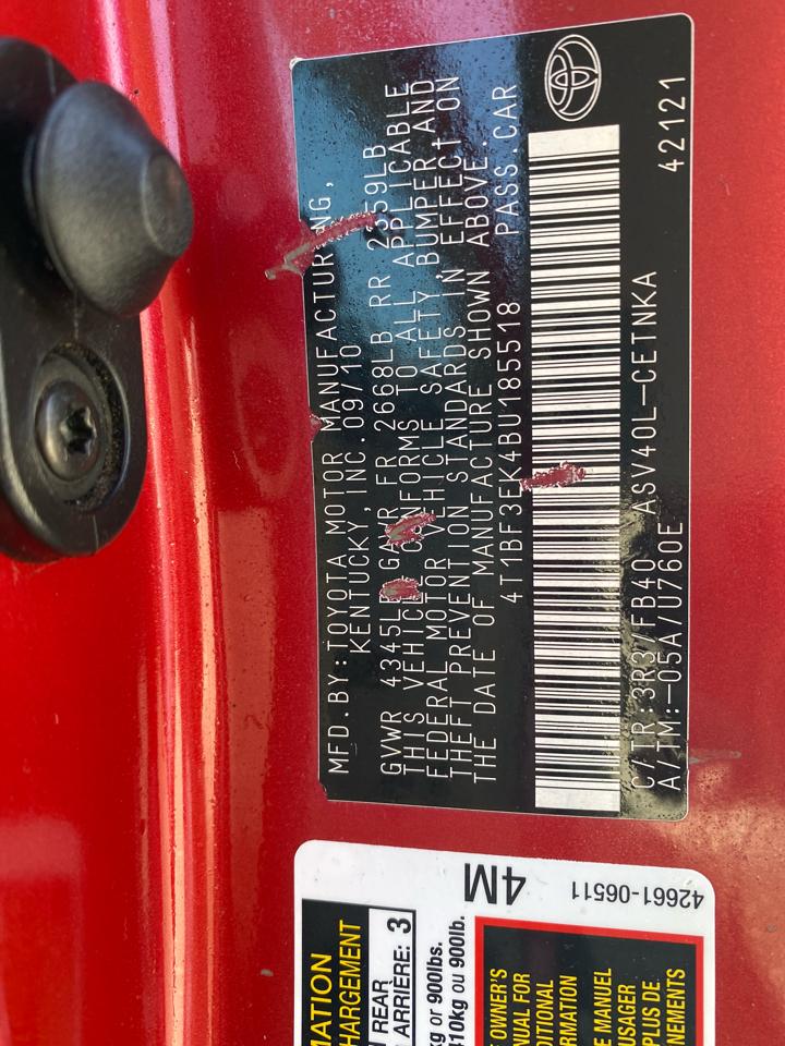 Toyota Camry Base 6-Spd AT 2011