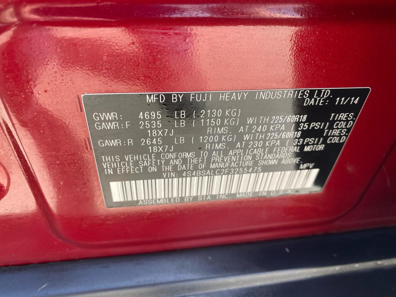 Subaru Outback 2.5i Limited 2015