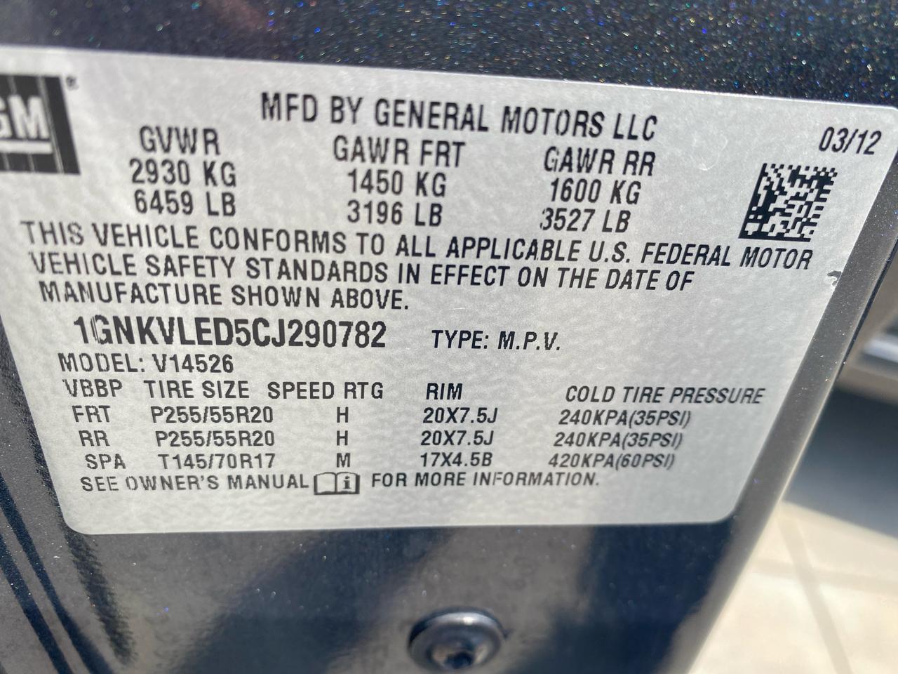 Chevrolet Traverse LTZ AWD 2012