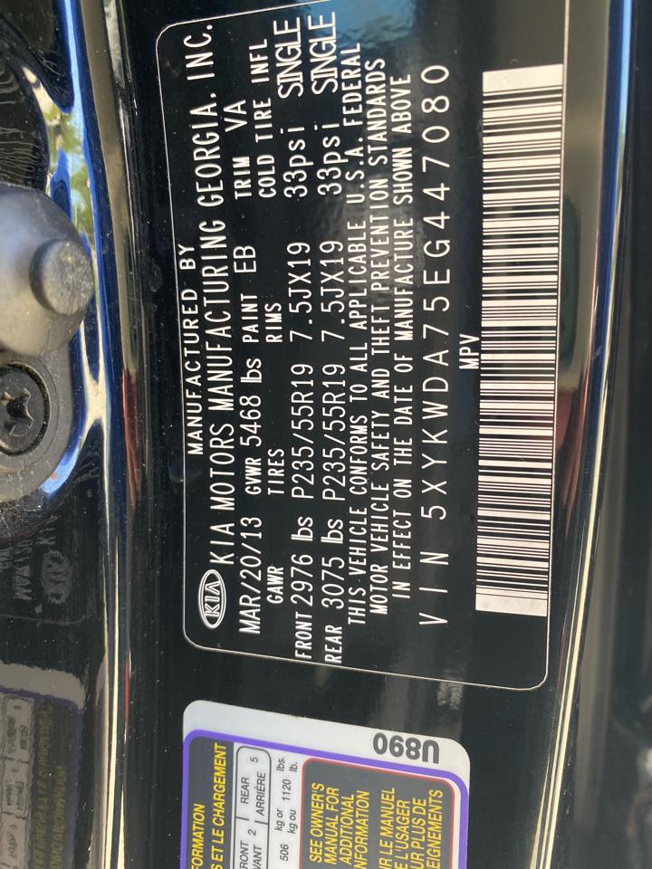 Kia Sorento SX V6 AWD 2014