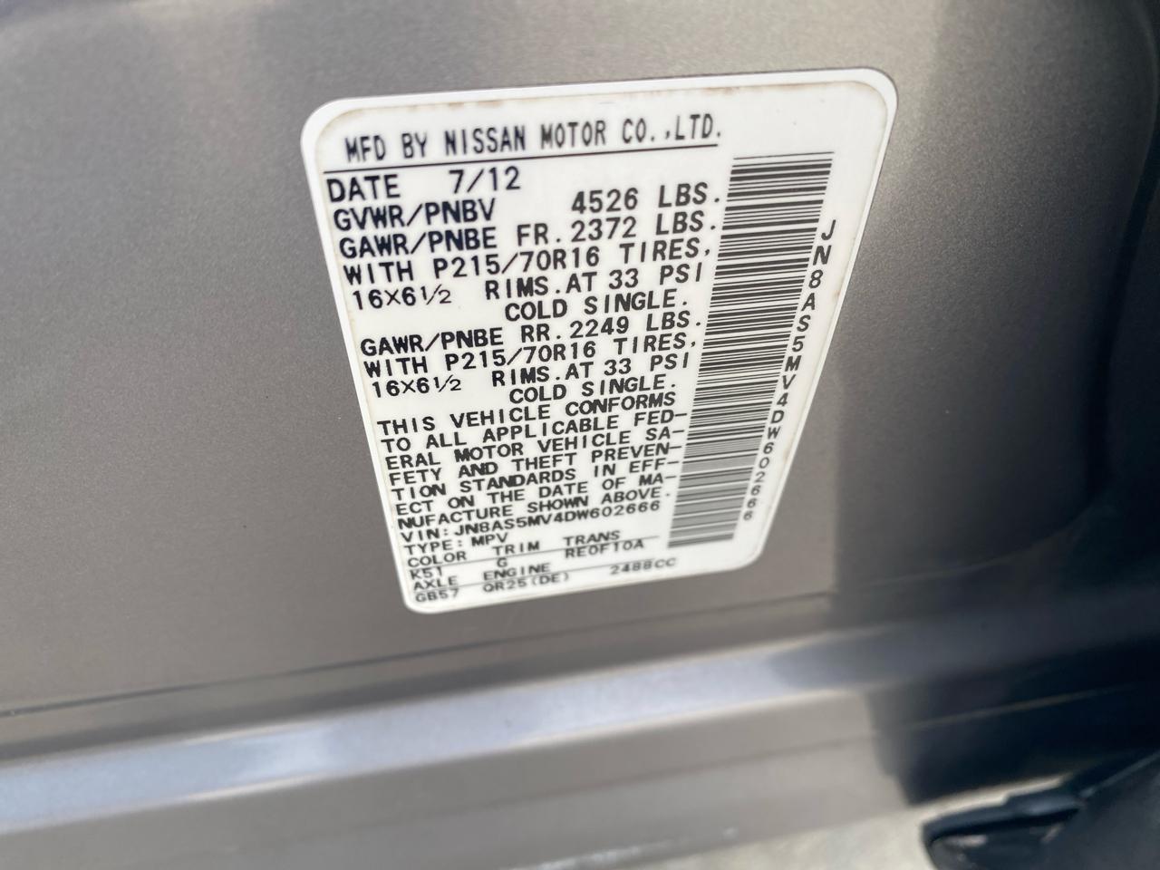 Nissan Rogue S AWD 2013