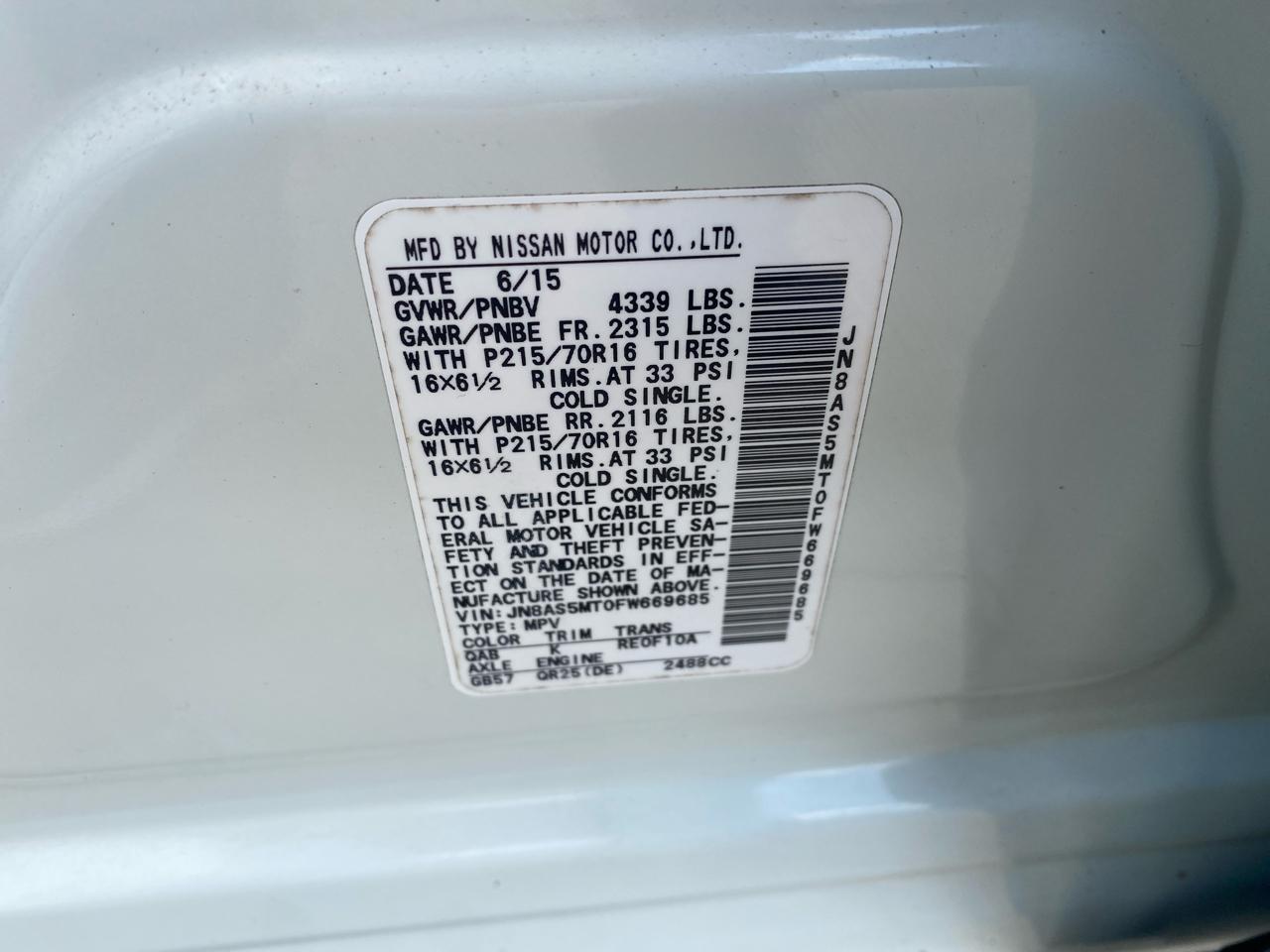 Nissan Rogue Select S 2WD 2015