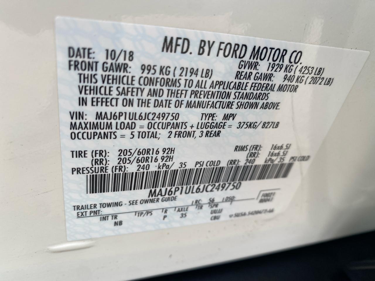 Ford EcoSport SE AWD 2018