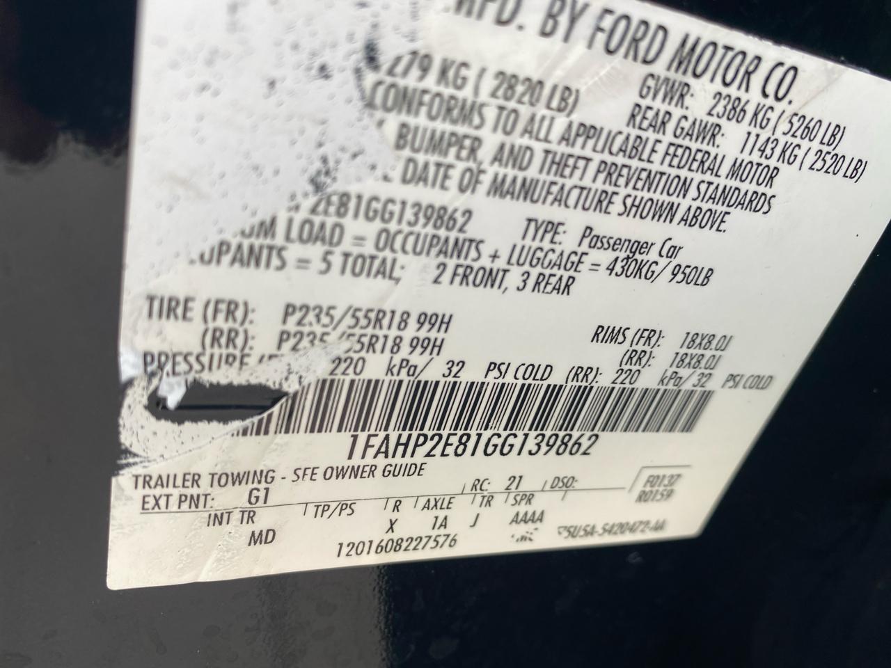 Ford Taurus SEL FWD 2016
