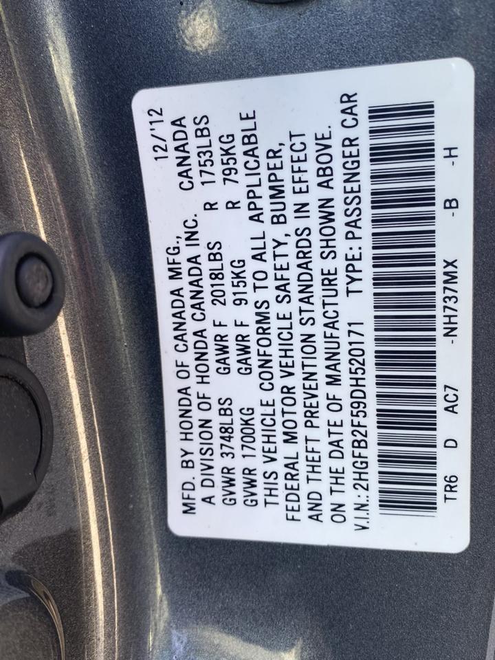 Honda Civic 4dr Sdn LX Auto w/ABS 2013