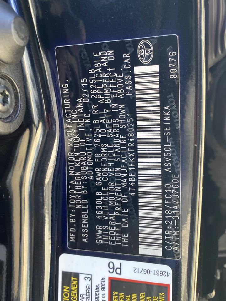 Toyota Camry SE 2015