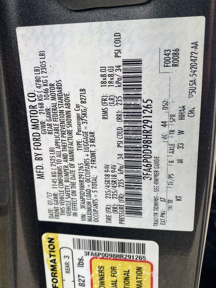 Ford Fusion Titanium AWD 2017