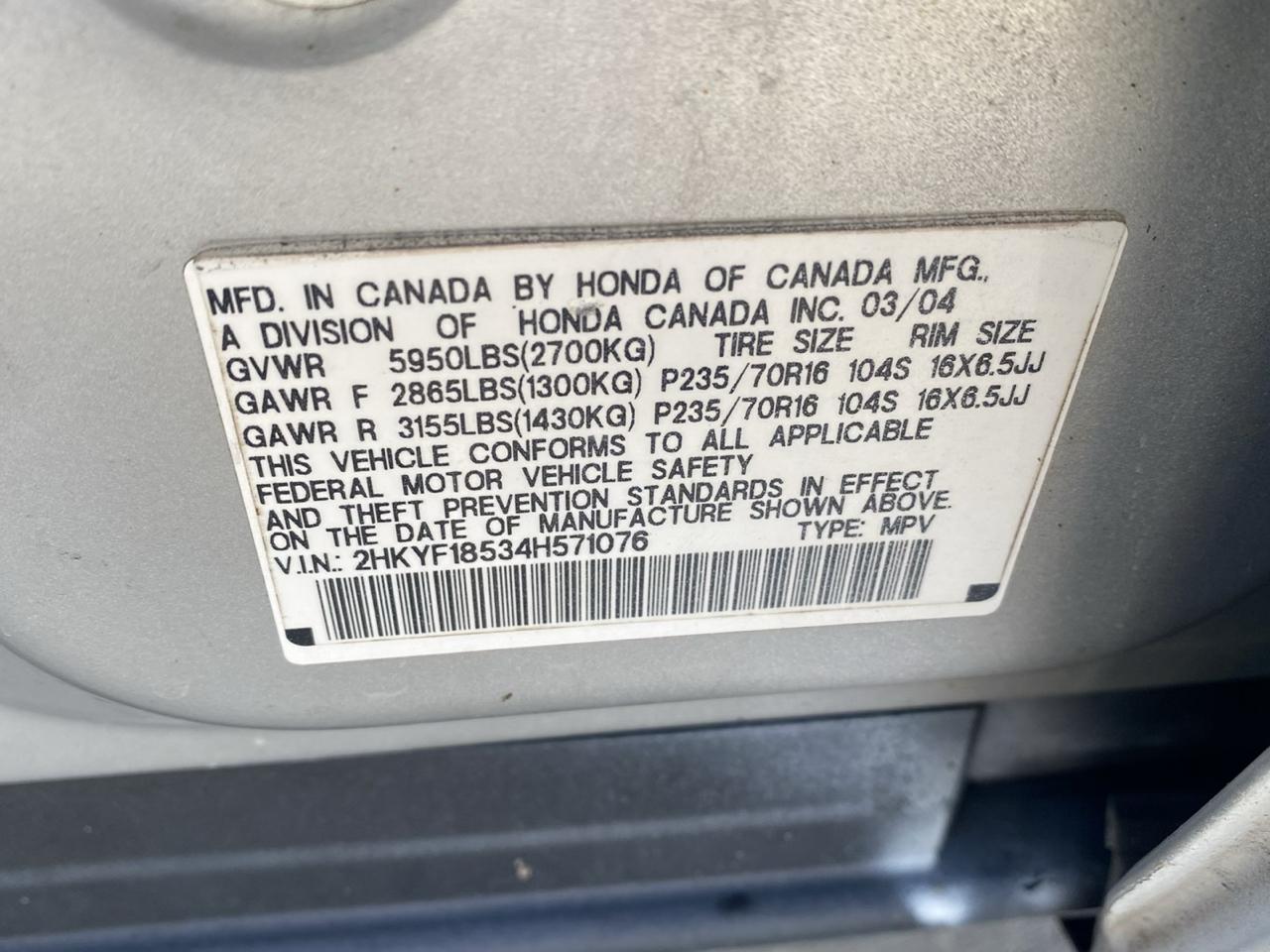 Honda Pilot EX w/ Leather 2004