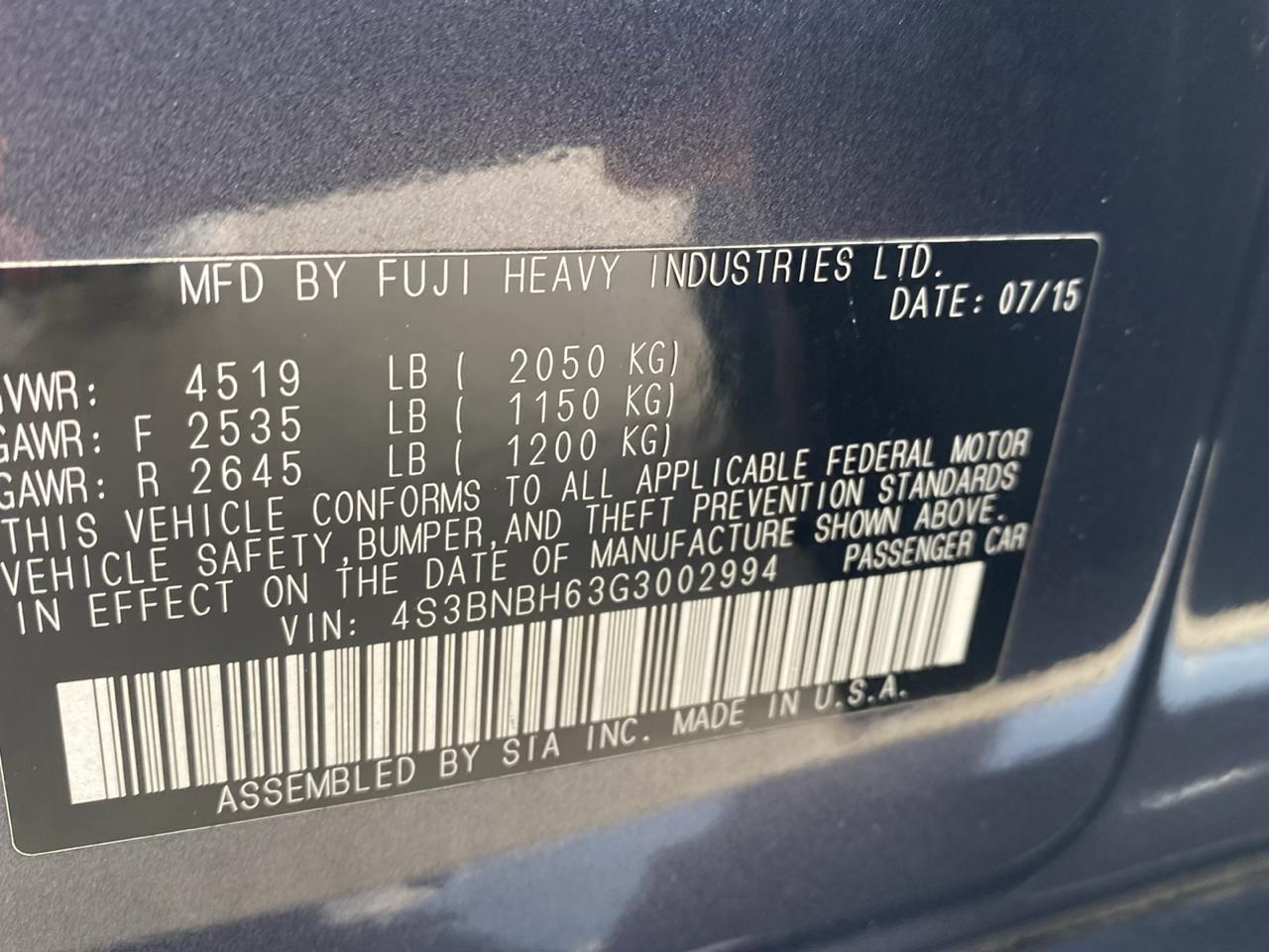 Subaru Legacy 2.5i Premium 2016