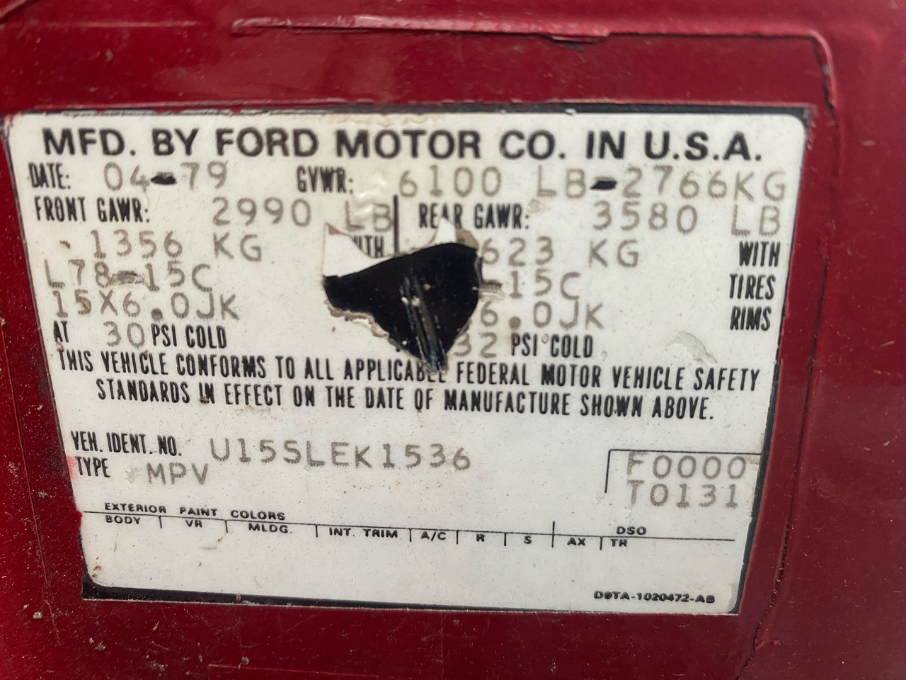 Ford Bronco 105" WB XLT 1979