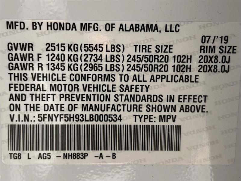 Honda Pilot Touring 2WD 2020