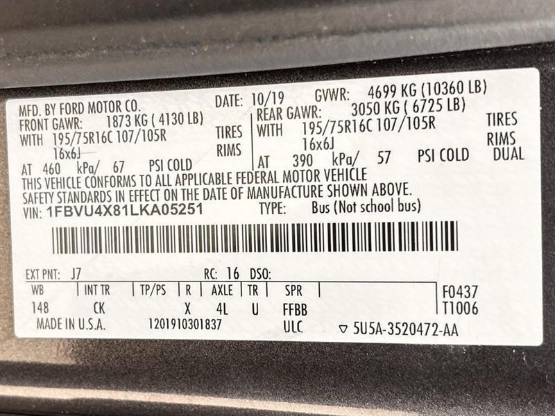 Ford Transit 350 Wagon HD High Roof XLT Sliding Pass. 148 WB EL 2020