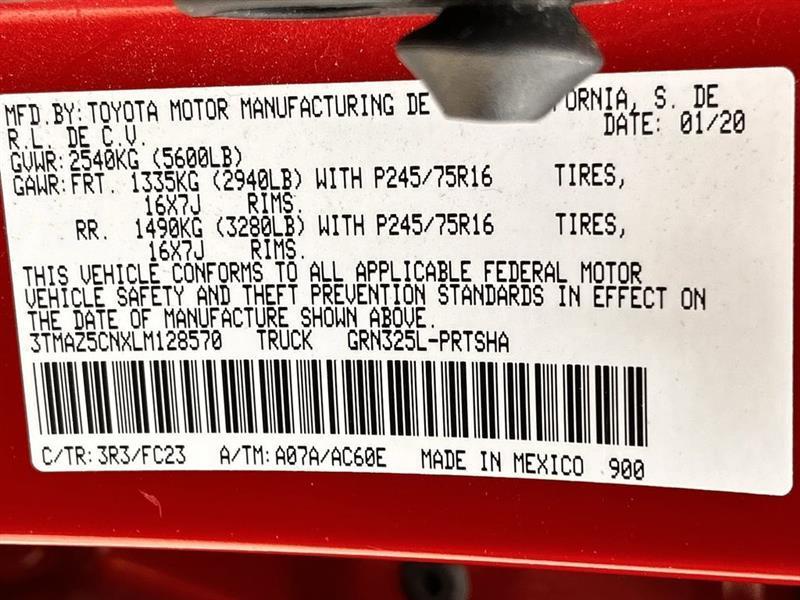 Toyota Tacoma SR5 Double Cab Long Bed V6 6AT 2WD 2020