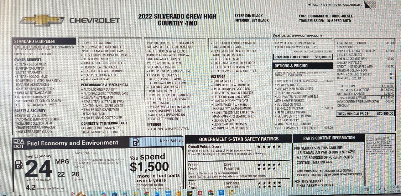 Chevrolet Silverado 1500 4WD Crew Cab 147" High Country 2022