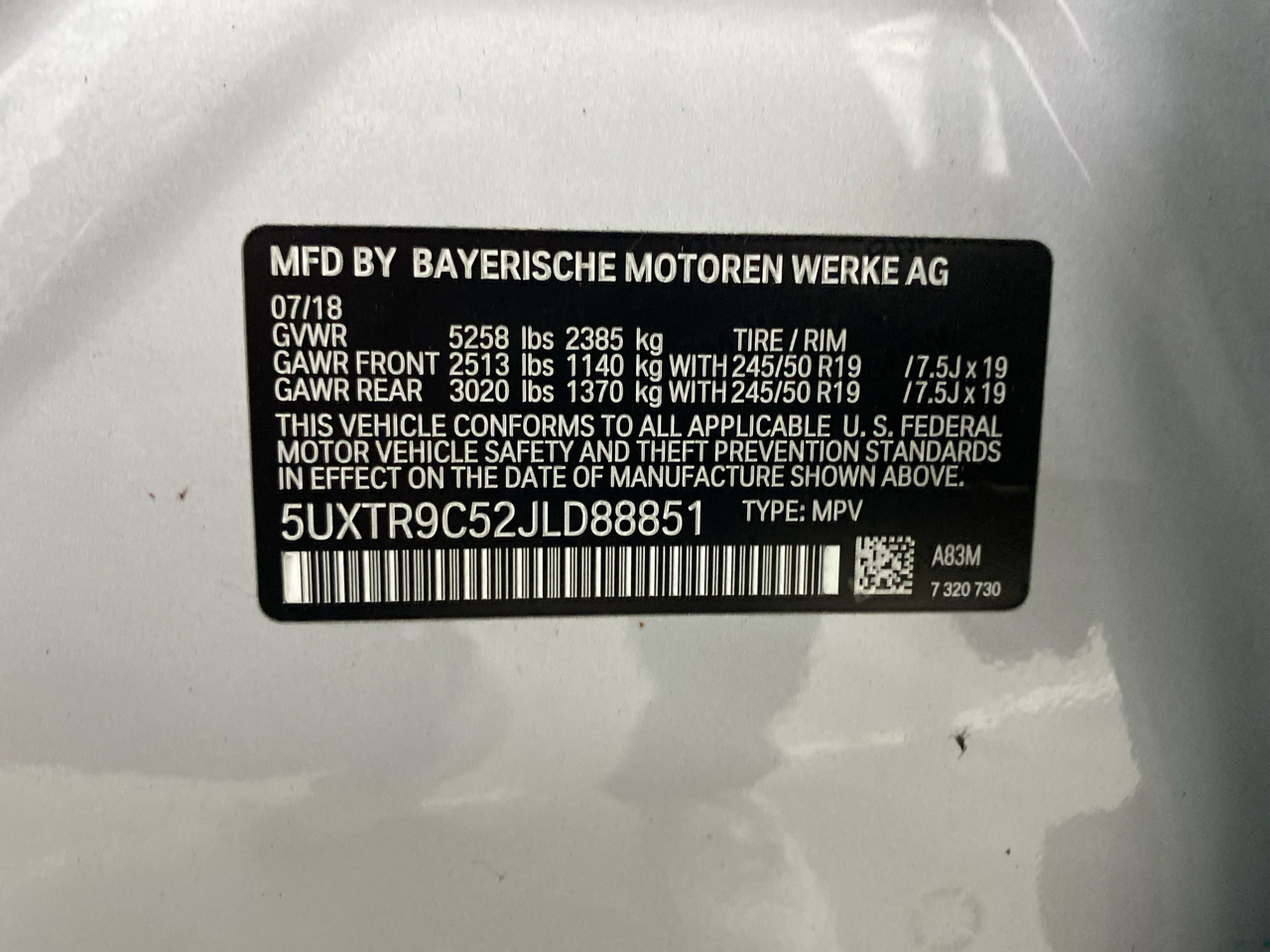 BMW X3 xDrive30i Sports Activity Vehicle 2018