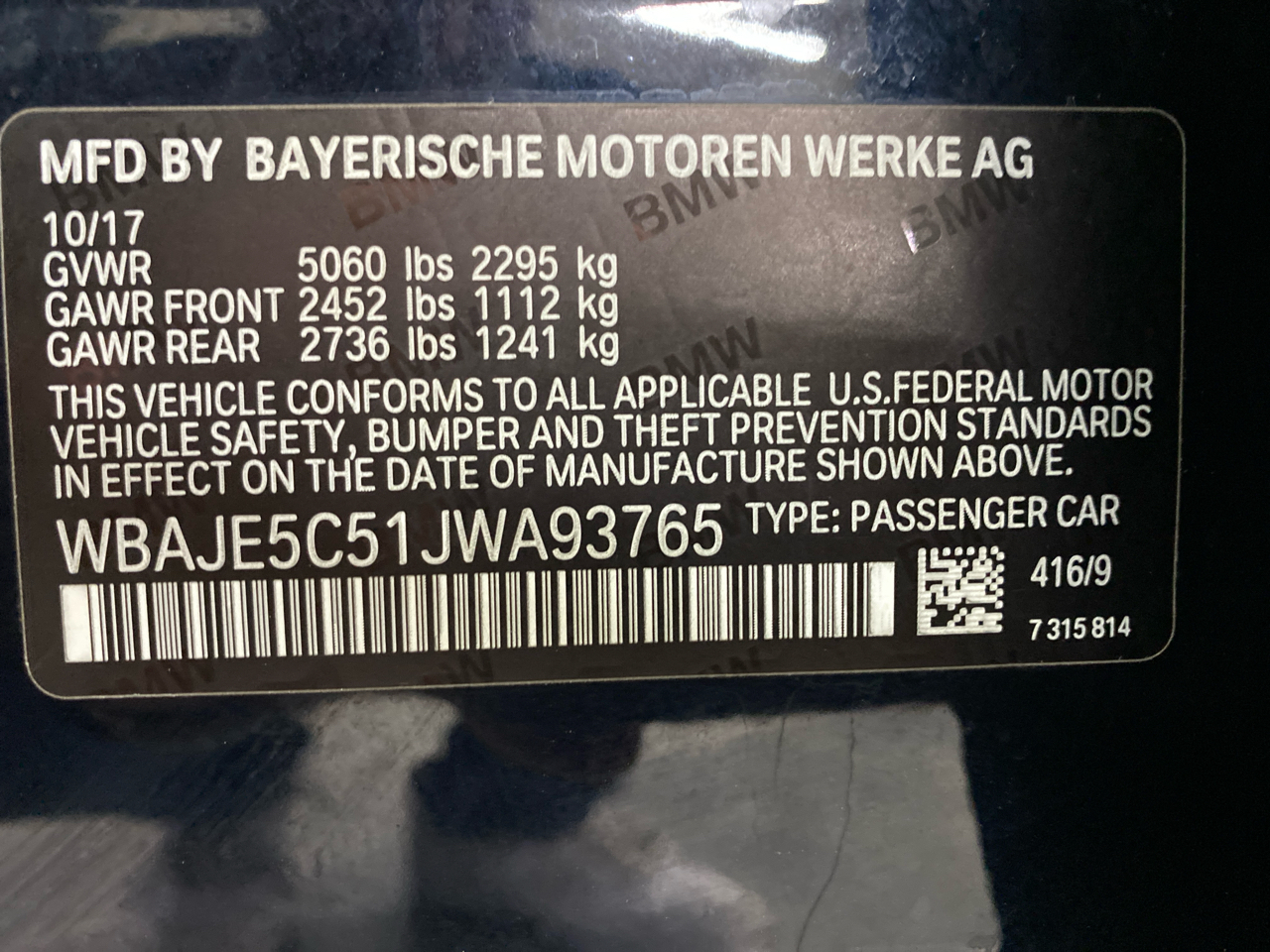 BMW 5 Series 540i 2018