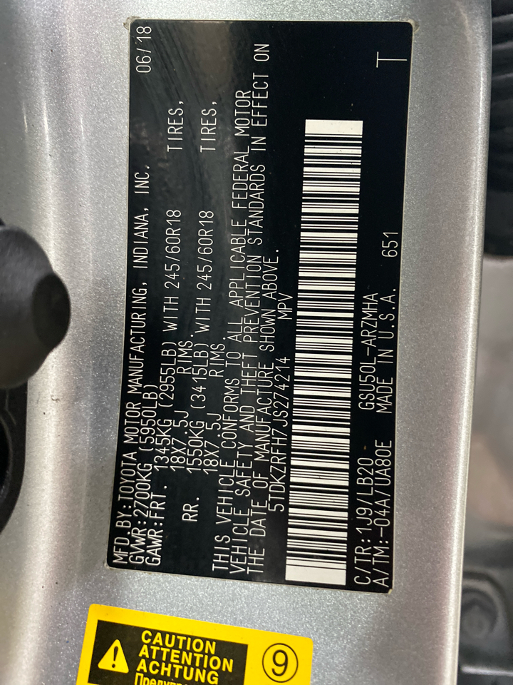 Toyota Highlander XLE 2018