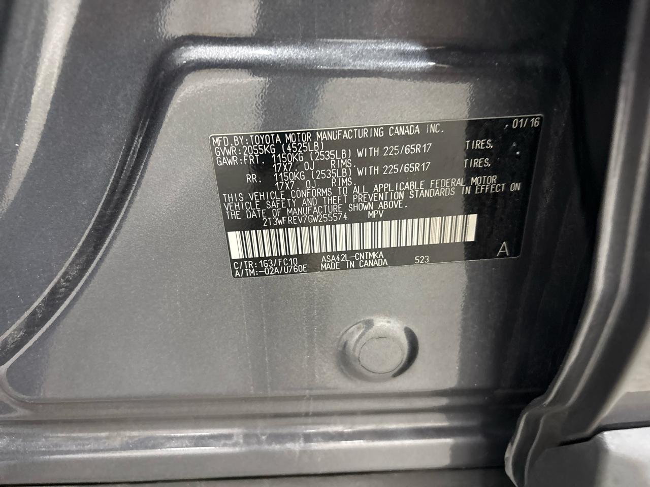 Toyota RAV4 FWD 4dr XLE (Natl) 2016