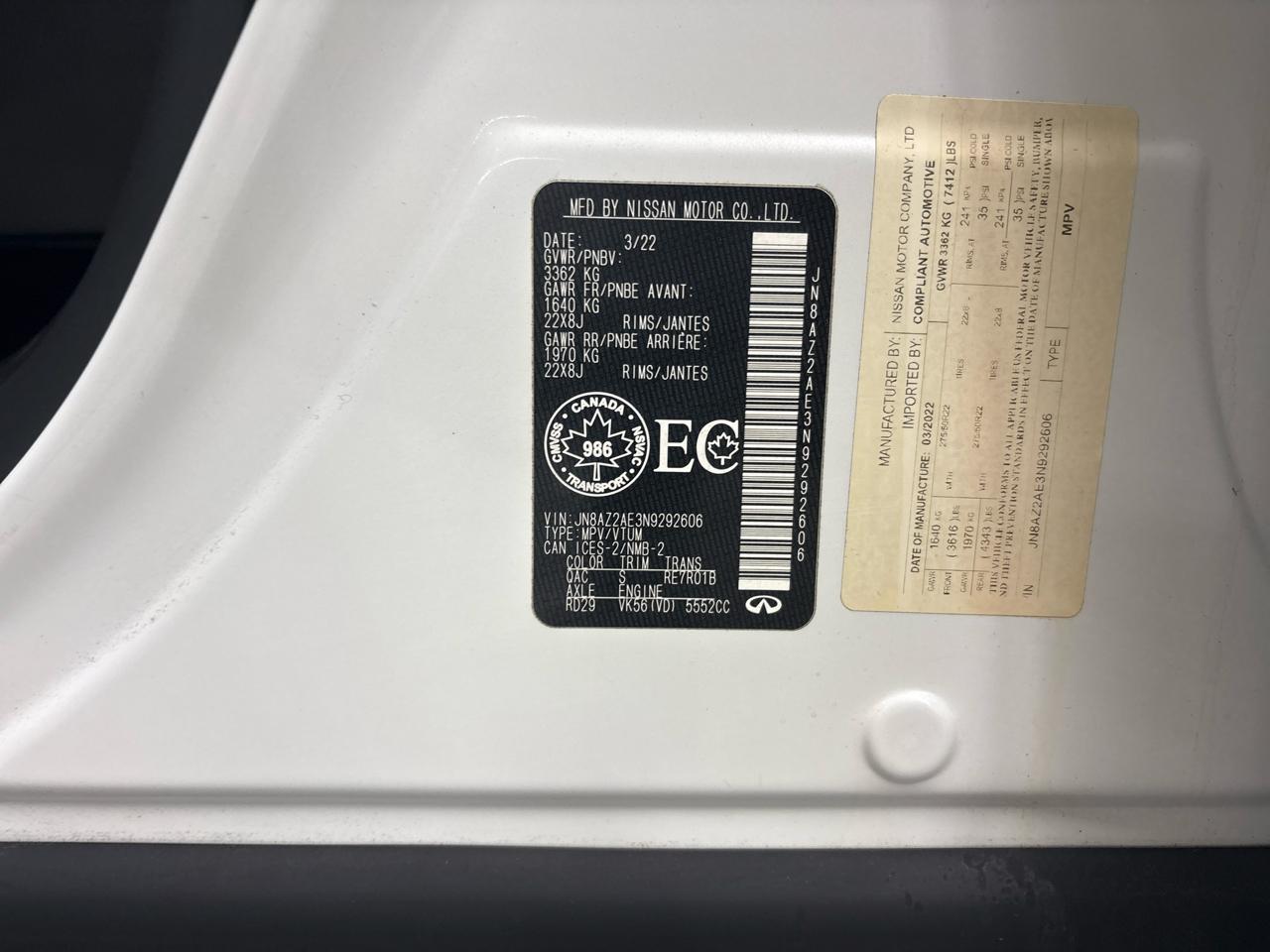 Infiniti QX80 PREMIUM SELECT AWD 2022