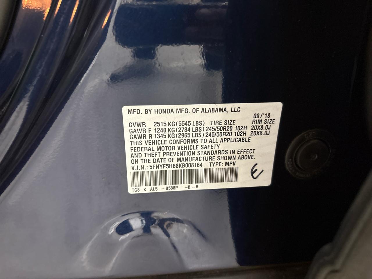 Honda Pilot Touring 7-Passenger 2WD 2019