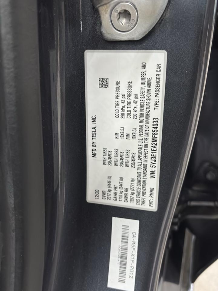 Tesla Model 3 Standard Range Plus RWD 2021