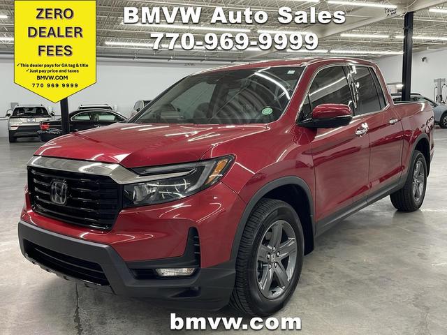 Red 2022 Honda Ridgeline Pickup Truck All-Wheel Drive Automatic