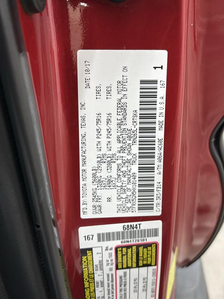 Toyota Tacoma SR5 Access Cab 6' Bed I4 4x2 AT (Natl) 2017
