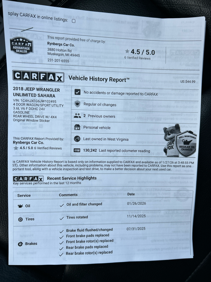 Jeep Wrangler Unlimited Sahara 2018