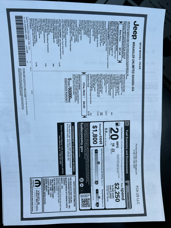 Jeep Wrangler Unlimited Sahara 2018