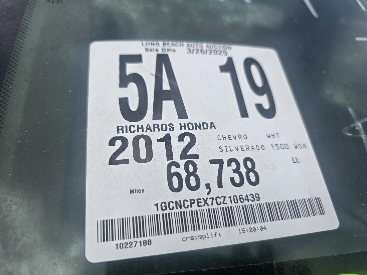 Chevrolet Silverado 1500 Work Truck 2WD 2012