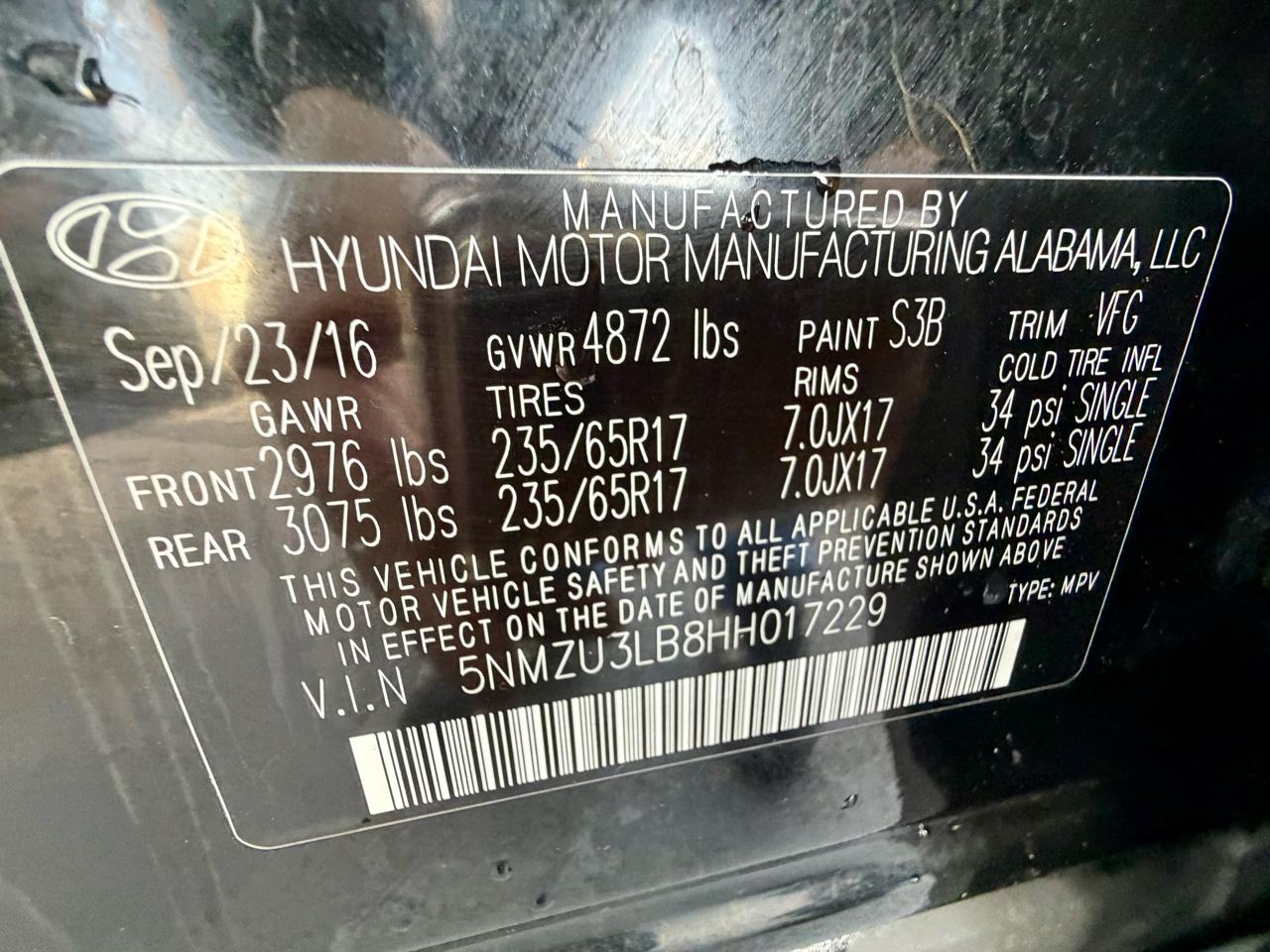 Hyundai Santa Fe Sport 2.4L Auto 2017