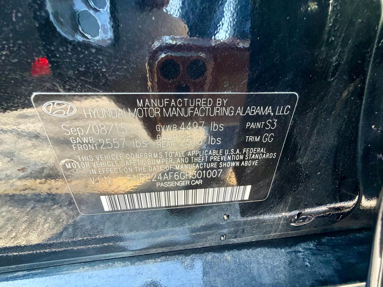 Hyundai Sonata 4dr Sdn 2.4L SE 2016