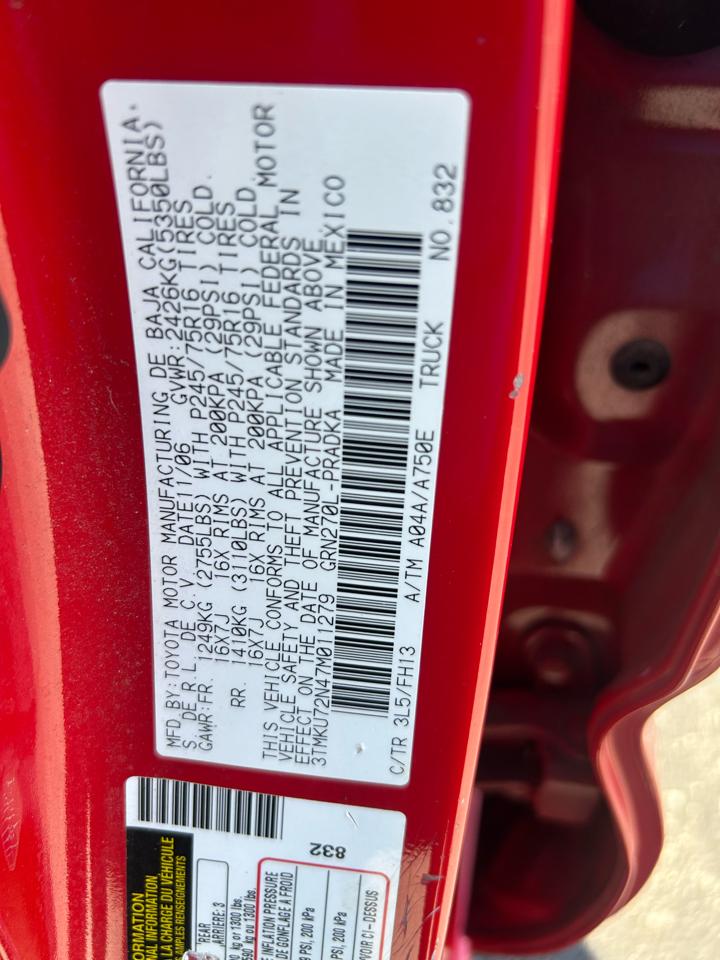 Toyota Tacoma 2WD Double 141 V6 AT PreRunner Natl 2007