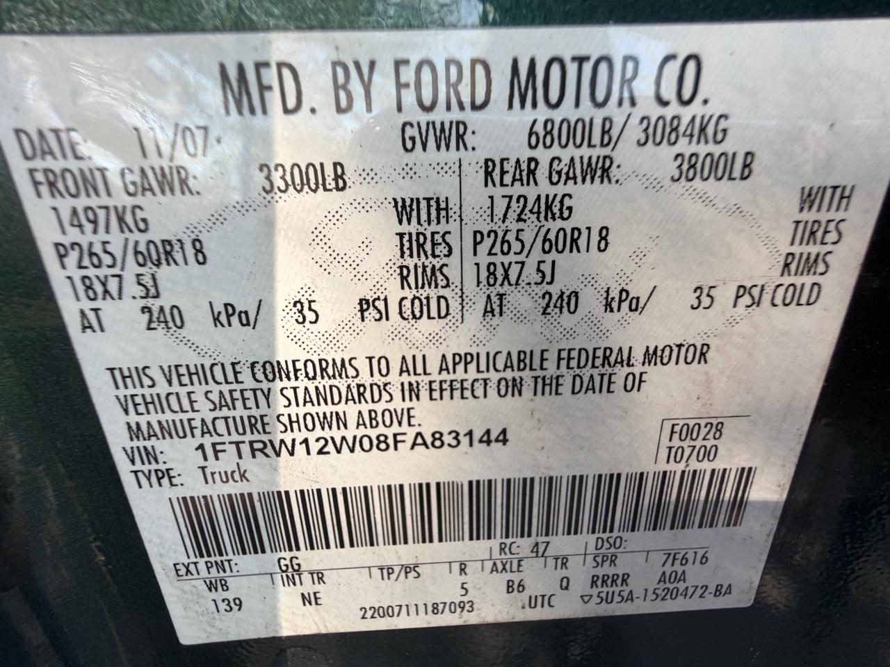 Ford F-150 2WD SuperCrew 139" 60th Anniversary 2008